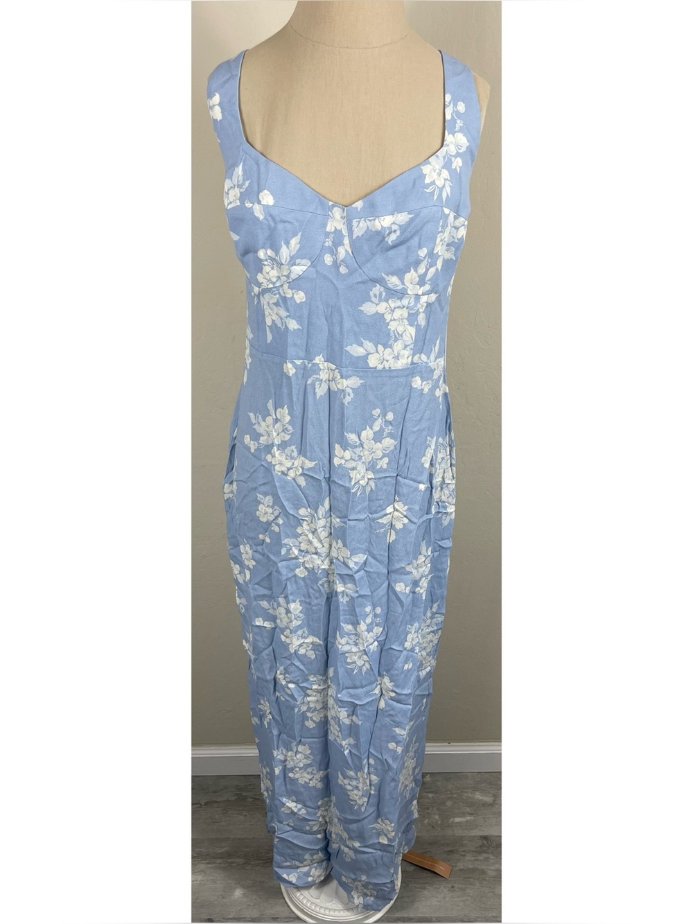 Reformation Reverie Light Blue Floral Maxi Dress